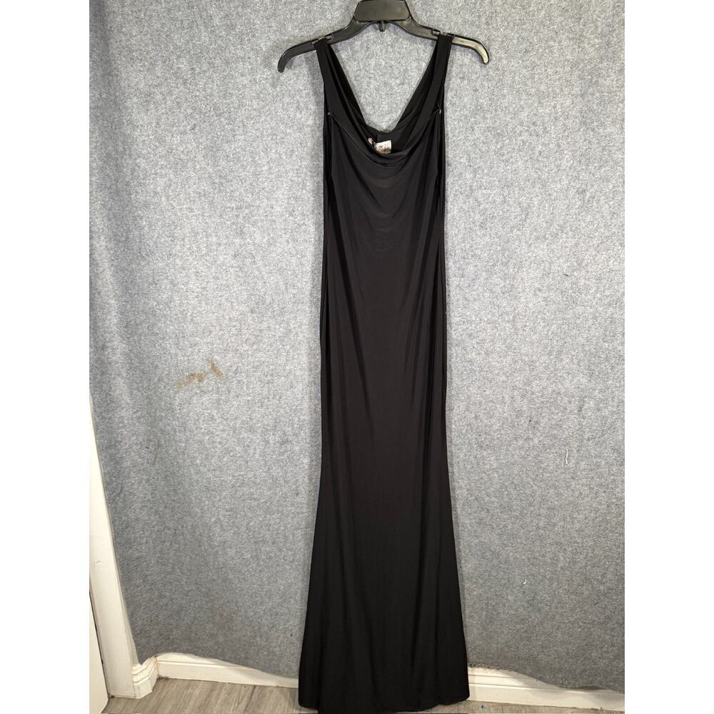 Club L London Black Sleeveless Maxi Dress with Cowl Neckline